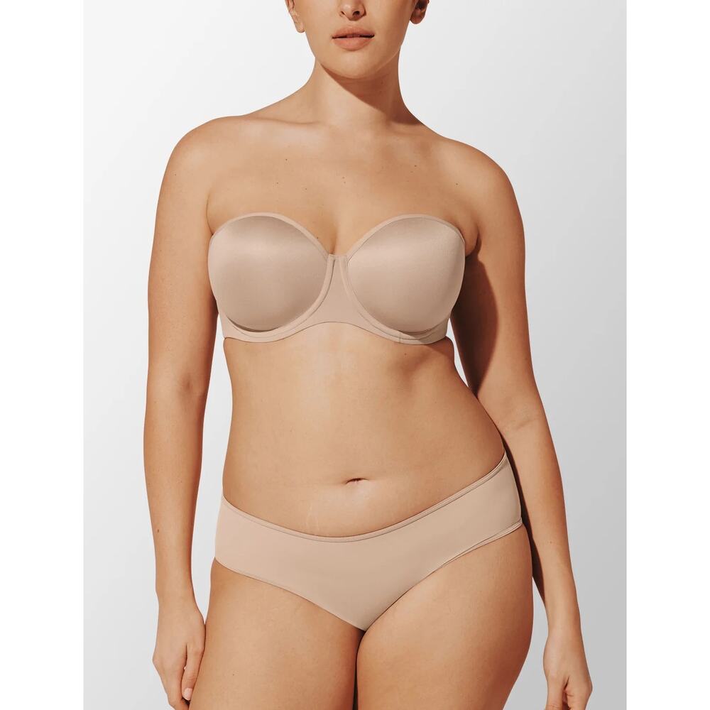 ThirdLove 24/7 Classic Strapless Bra Taupe Nude 34E Underwire Smooth Cups
